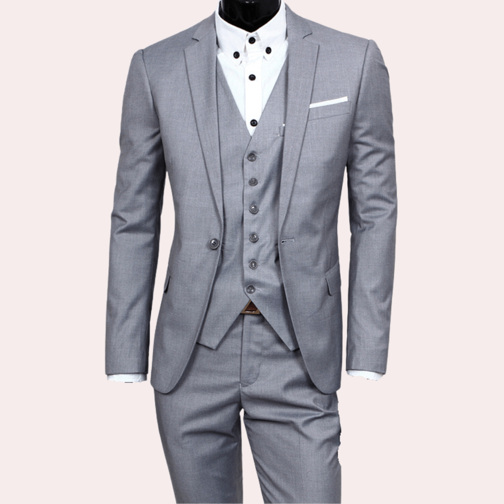 Levoire | Ensemble pour homme élégant 3 pièces blazer, gilet et pantalon pour événements formels et professionnels Gris