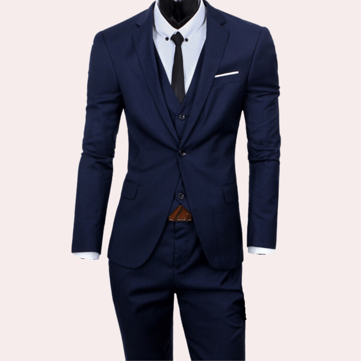 Levoire | Ensemble pour homme élégant 3 pièces blazer, gilet et pantalon pour événements formels et professionnels Marine