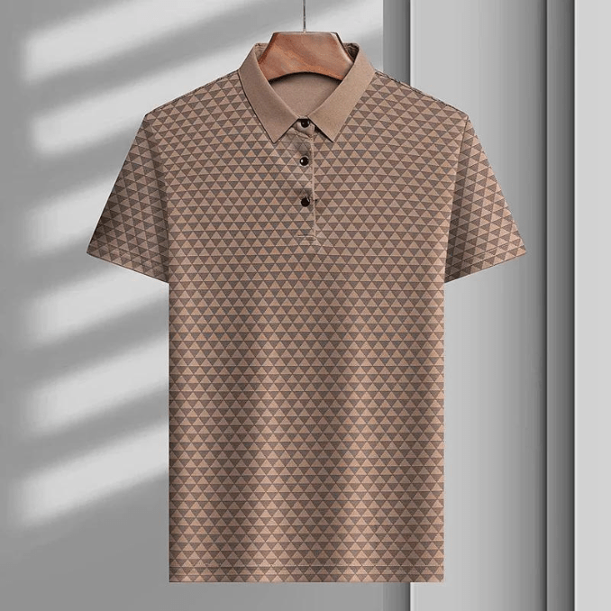 Levoire | Vêtements pour hommes Polo géométrique premium pour hommes Motifs élégants Khaki
