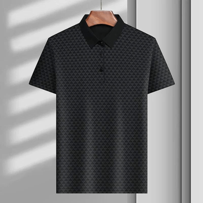 Levoire | Vêtements pour hommes Polo géométrique premium pour hommes Motifs élégants Noir