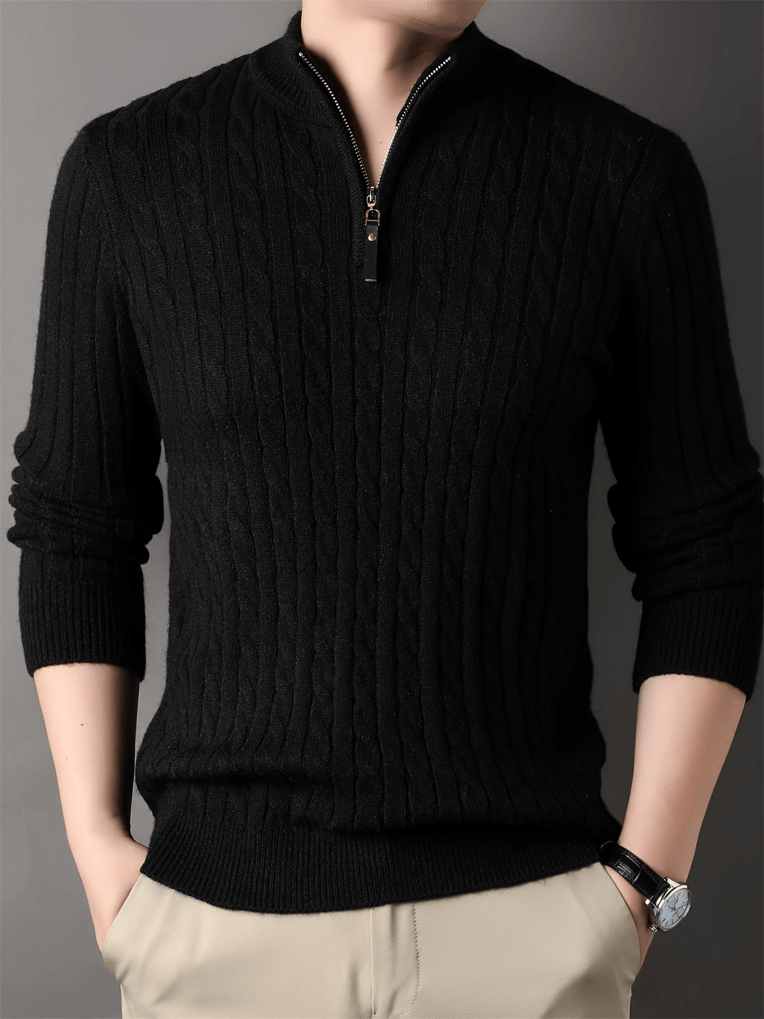 Levoire | Pull avec fermeture éclair Pulls pour hommes Gilet Noir