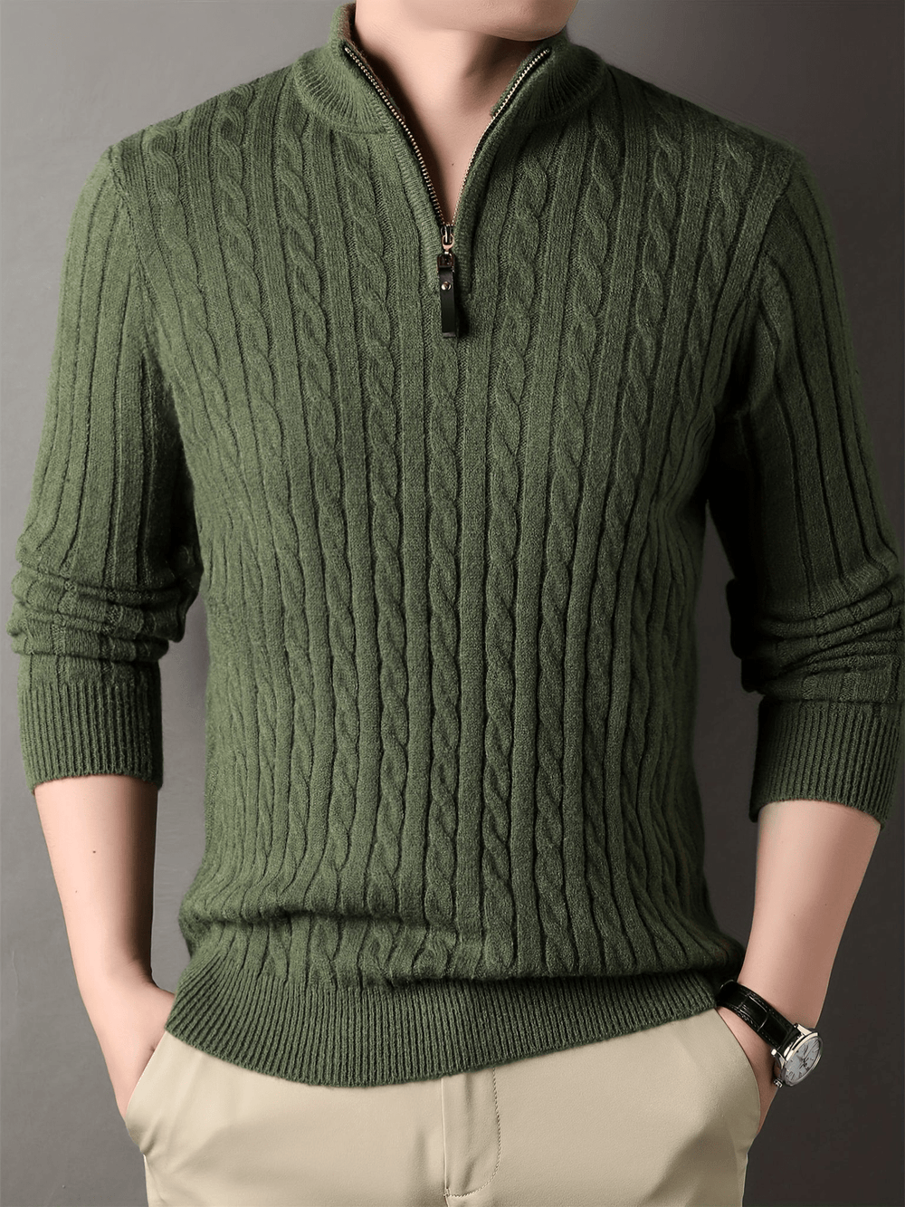Levoire | Pull avec fermeture éclair Pulls pour hommes Gilet Vert