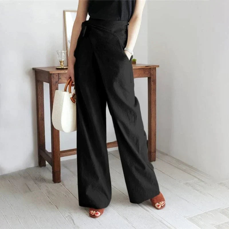 Levoire | Pantalon Enveloppant Élégant À Taille Haute Noir