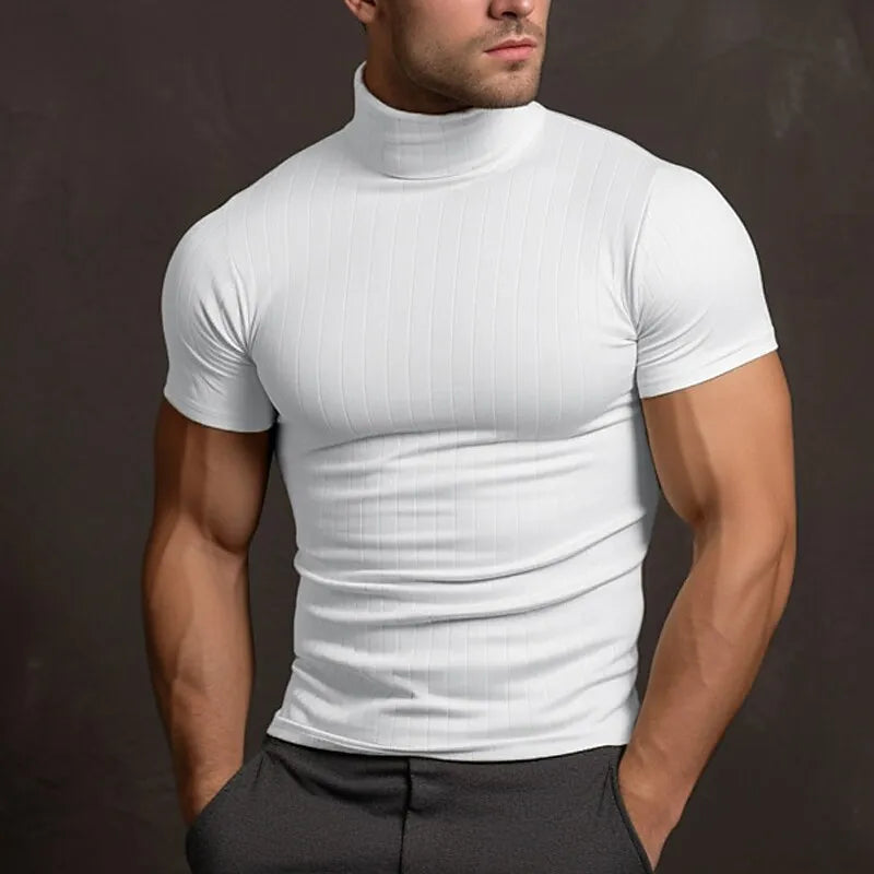 Levoire | T-Shirt Pour Hommes En Couleur Unie Avec Col Blanc
