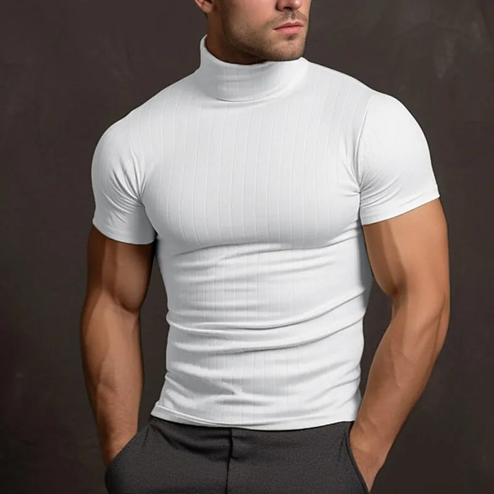 Levoire | T-Shirt Pour Hommes En Couleur Unie Avec Col Blanc