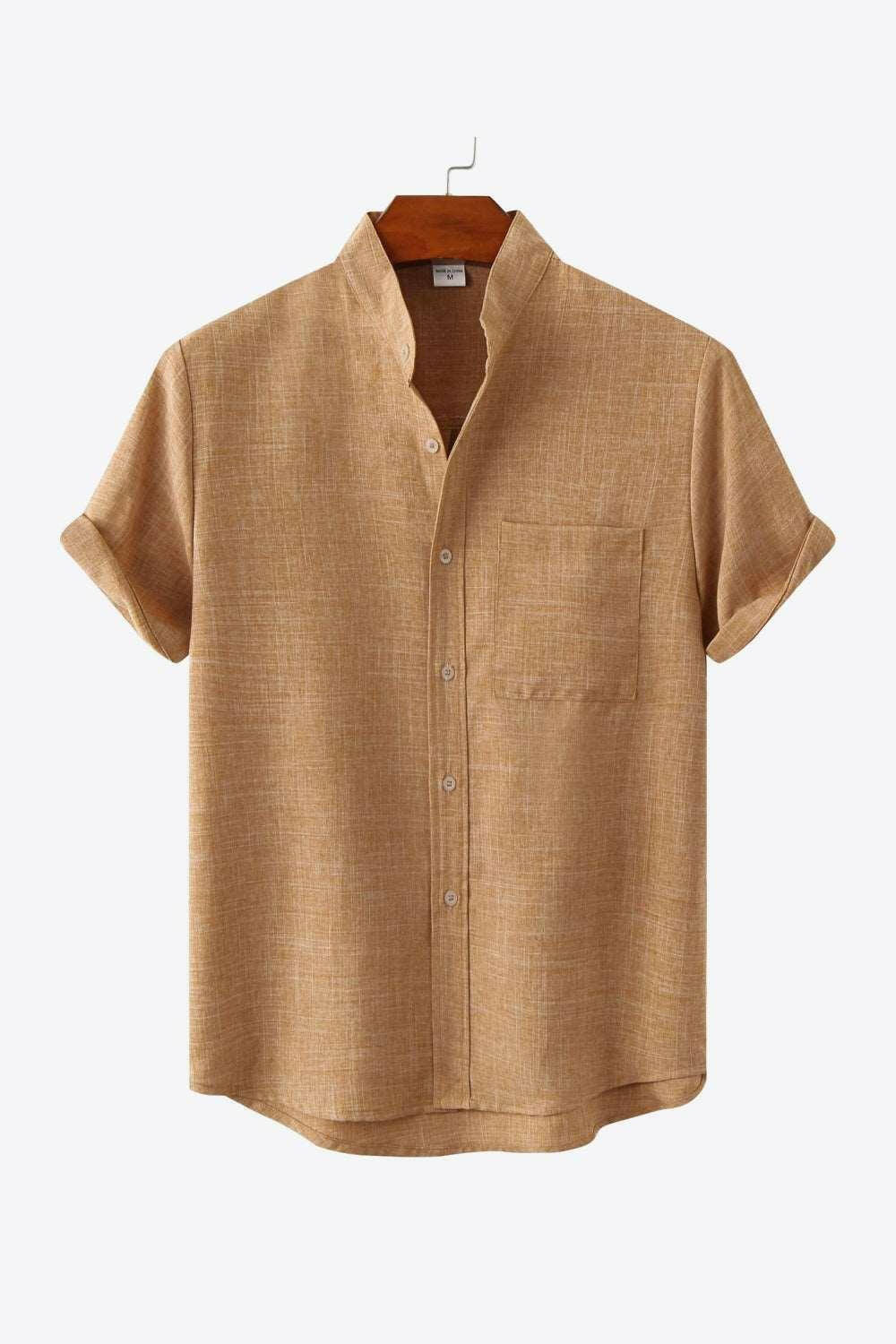 Levoire | Boutons Devant Haut Bas Chemise À Poches Chameau