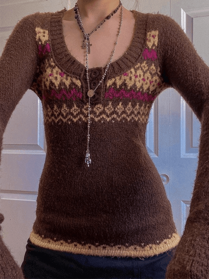 Levoire | Pull En Jacquard Avec Boutons Sur Le Devant