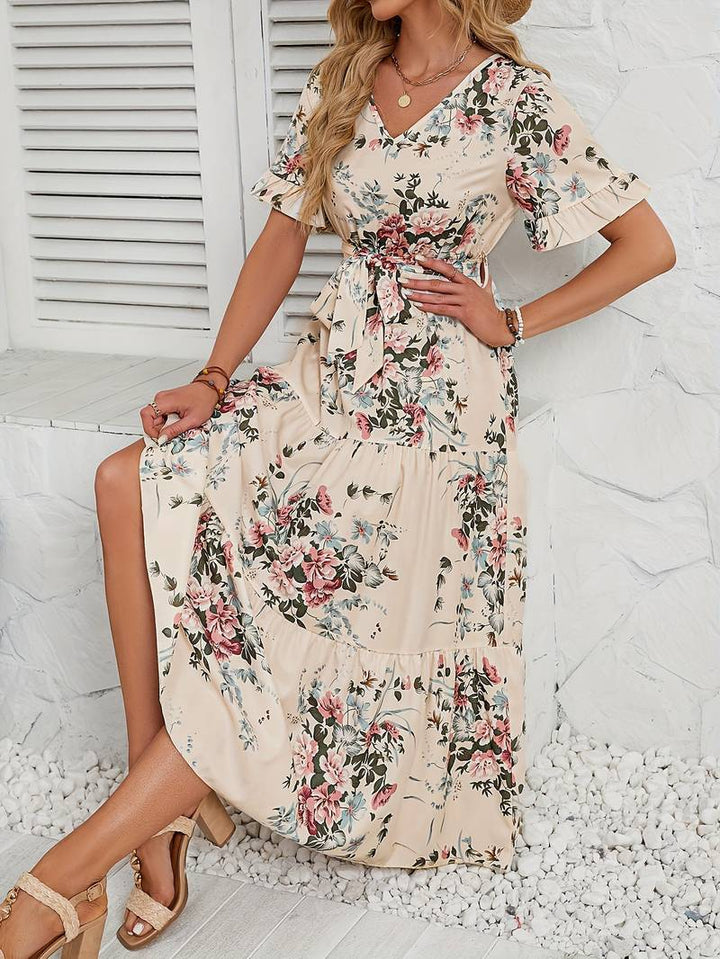 Levoire | Robe À Manches Courtes Avec Imprimé Floral