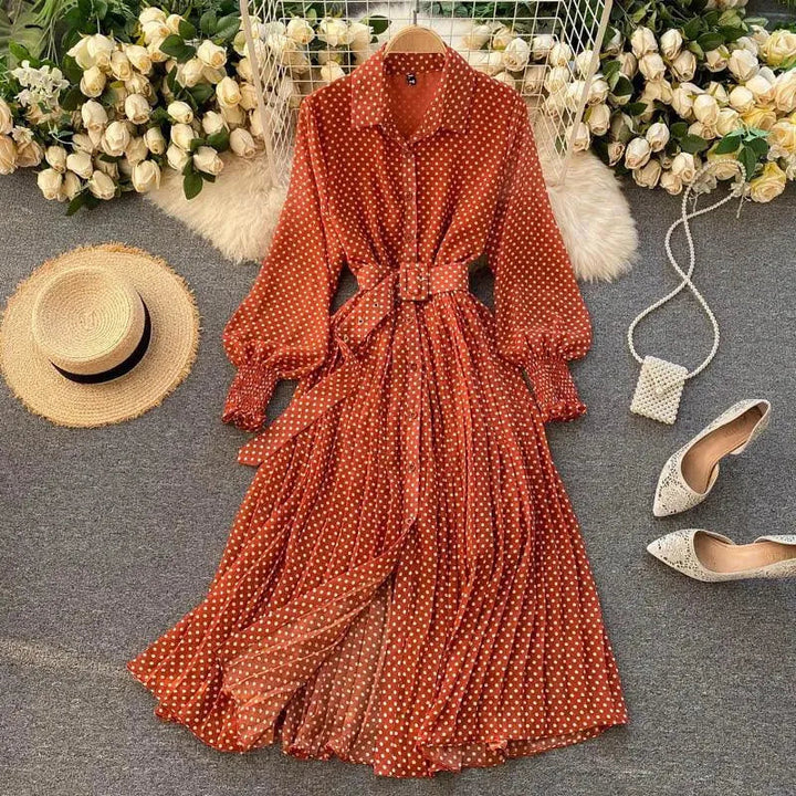 Levoire | Robe de printemps française pour femmes Orange Rouge Taille libre