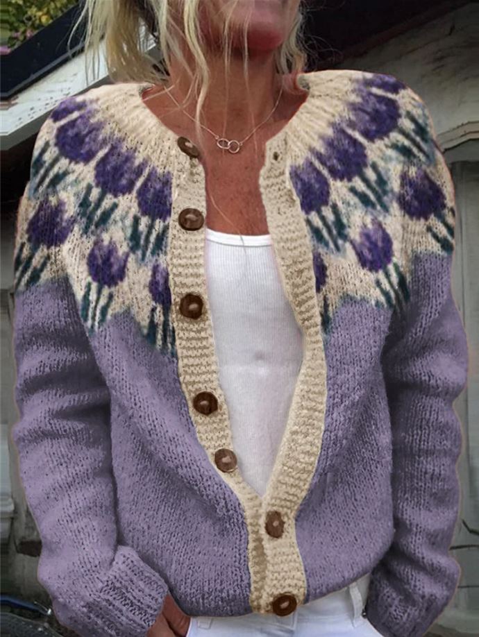 Levoire | Cardigan Avec Motif Floral Lilas