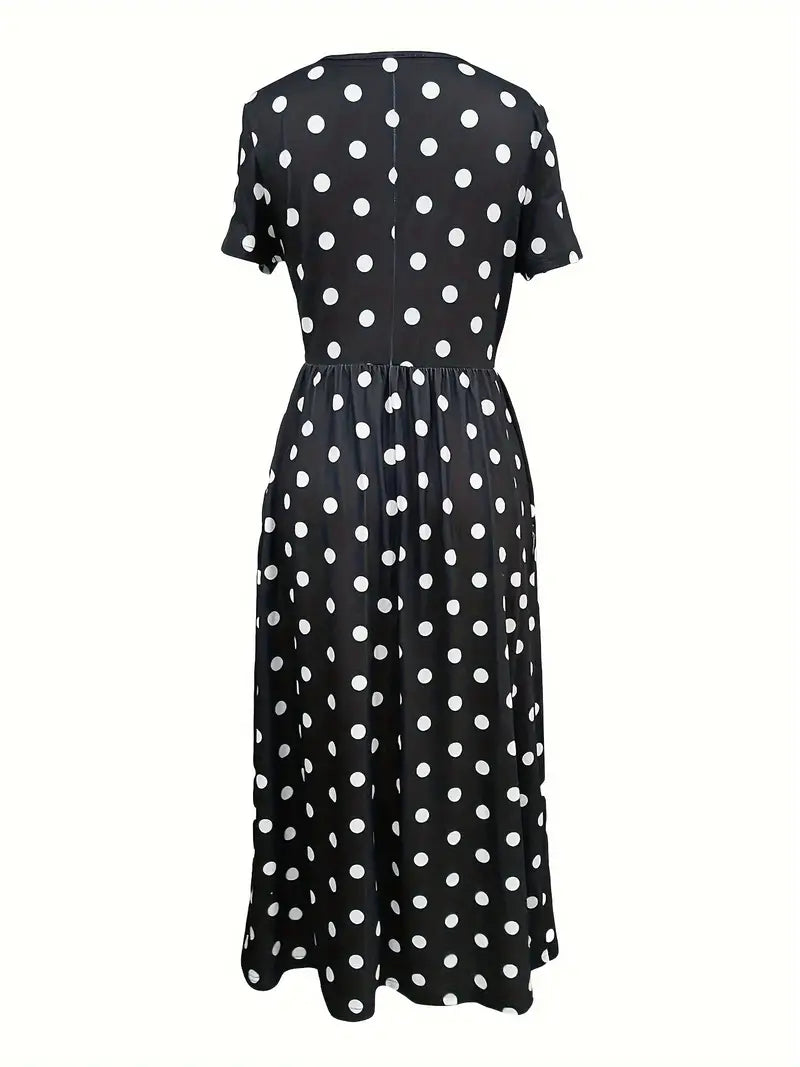 Levoire | Robe Courte À Manches Courtes, Légère, À Pois Avec Col Rond