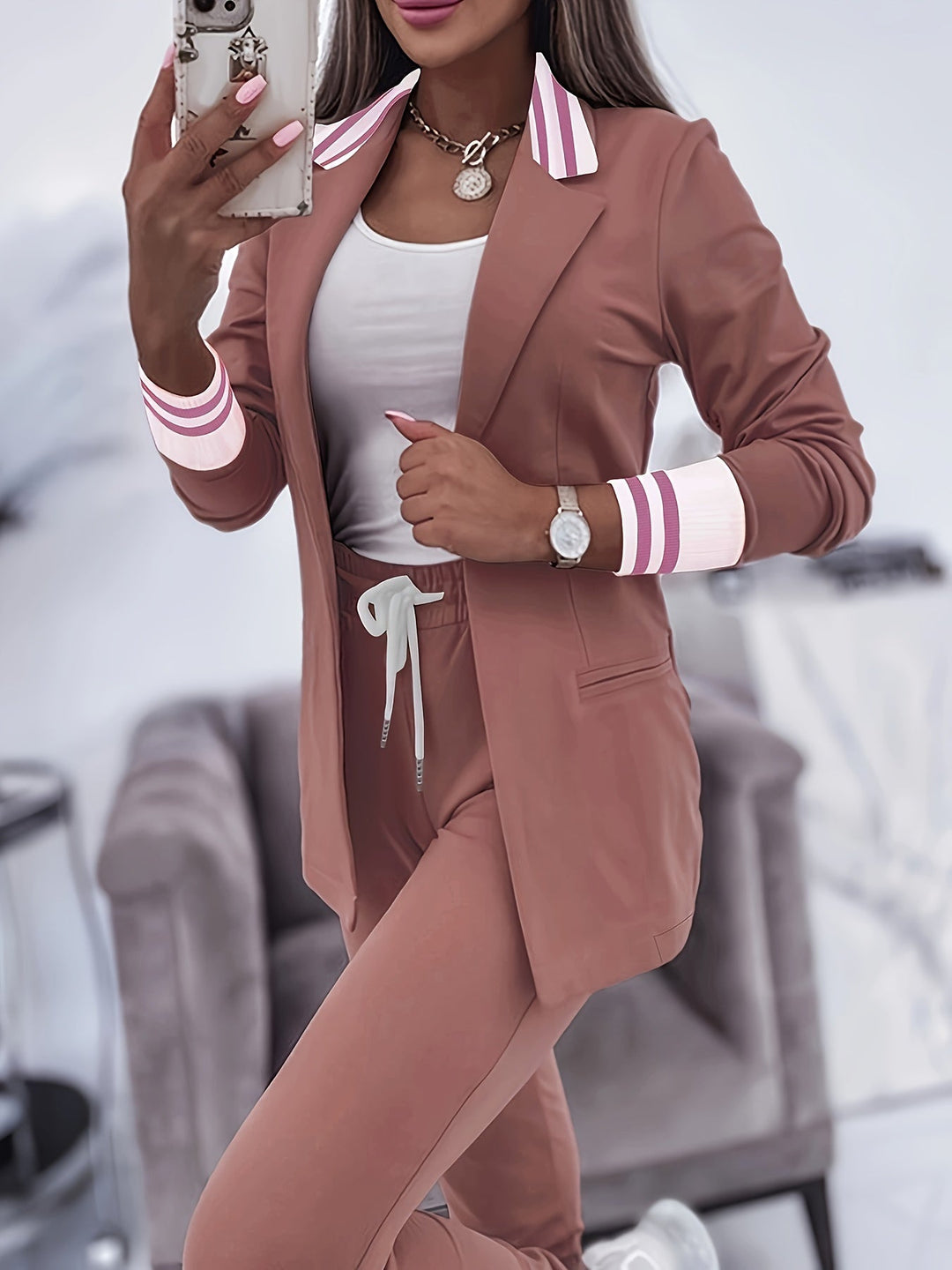 Levoire | Ensemble élégant à rayures Rosa