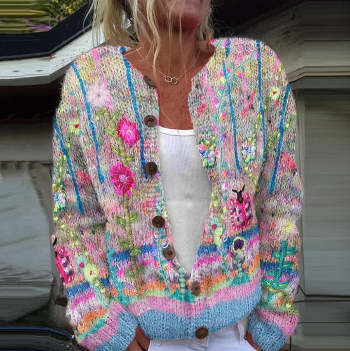 Levoire | Cardigan Avec Décoration Florale En Pastel Bleu