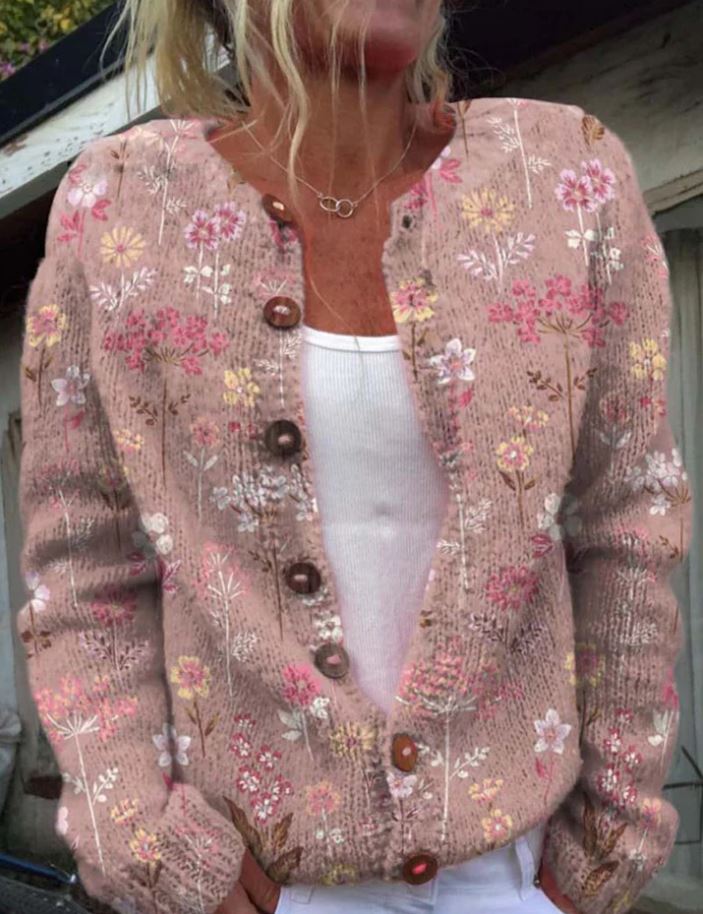 Levoire | Cardigan Avec Décoration Florale En Pastel Rosa