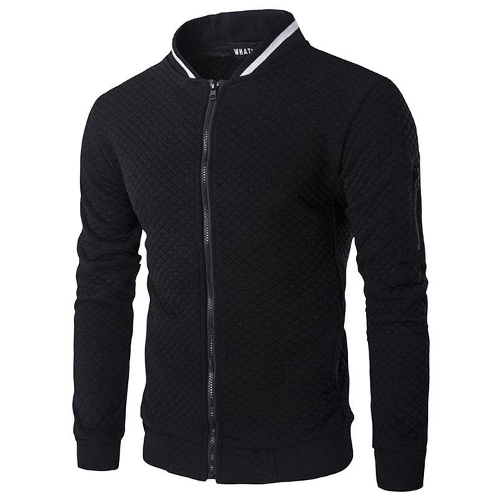 Levoire | Veste À Motifs Pour Hommes Avec Col Montant Et Fermeture Éclair noir