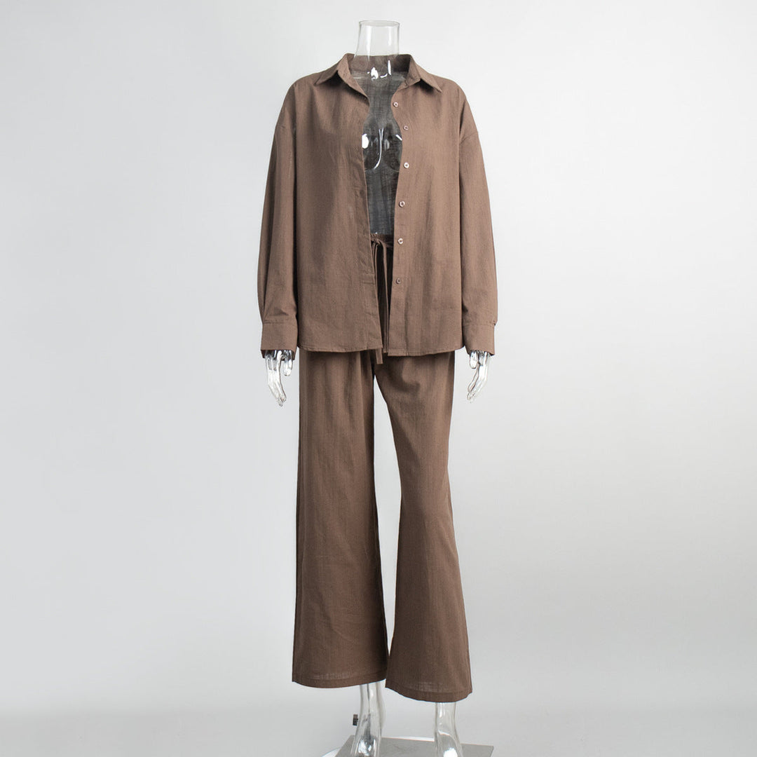 Levoire | Ensemble surdimensionné en coton composé d'une chemise et d'un pantalon Braun