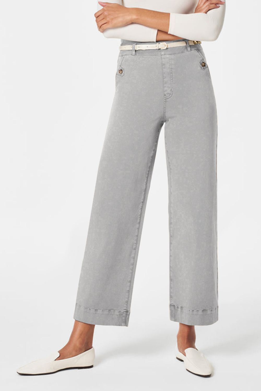 Levoire | Jean Taille Haute Avec Poches Classiques, Élégant Et Polyvalent Gris clair