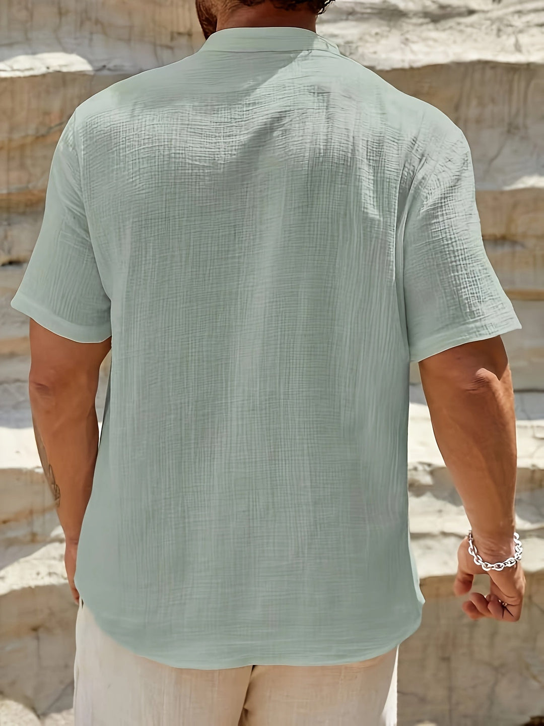 Levoire | Chemise Henley En Coton Pour Hommes À Manches Courtes