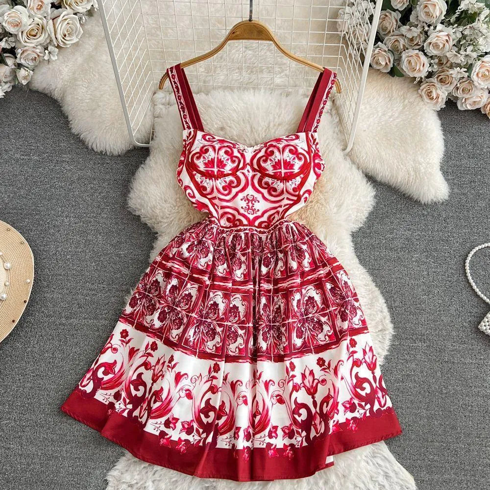 Levoire | Haut rétro à motifs pour femmes Rot