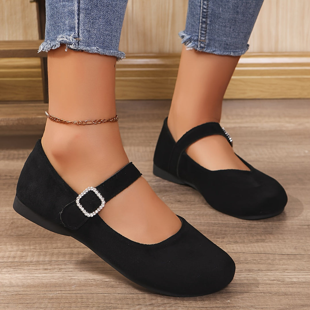 Levoire | Ballerines Femme Unies Avec Boucle En Cristal Noir