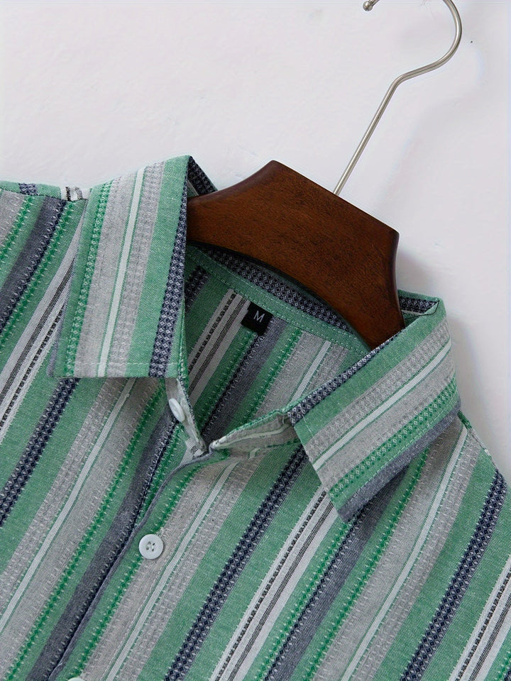 Levoire | Chemise En Coton Lin Rayée Pour Hommes Pour Un Look Décontracté