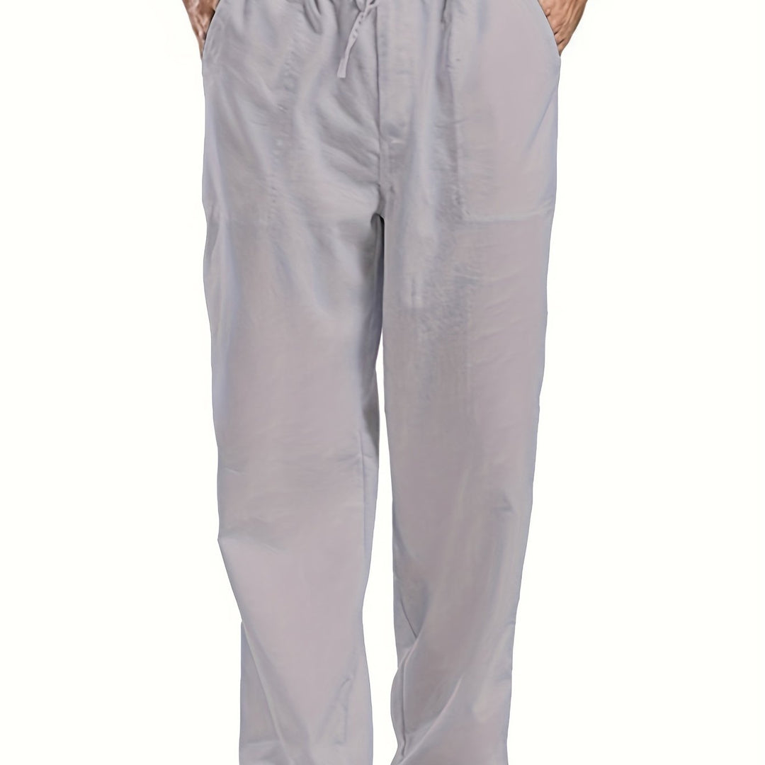 Levoire | Pantalons Pour Hommes En Mélange De Coton Et De Lin Avec Une Taille Élastique Décontractée