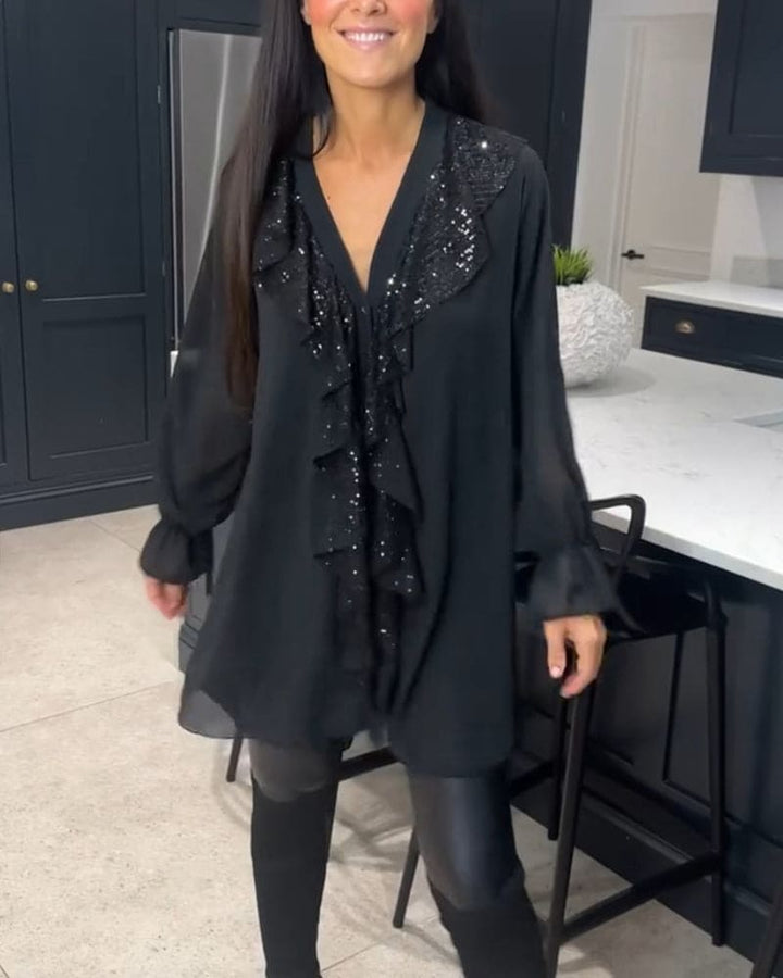 Levoire | Blouse Avec Volants Dans Une Coupe Élégante Noir