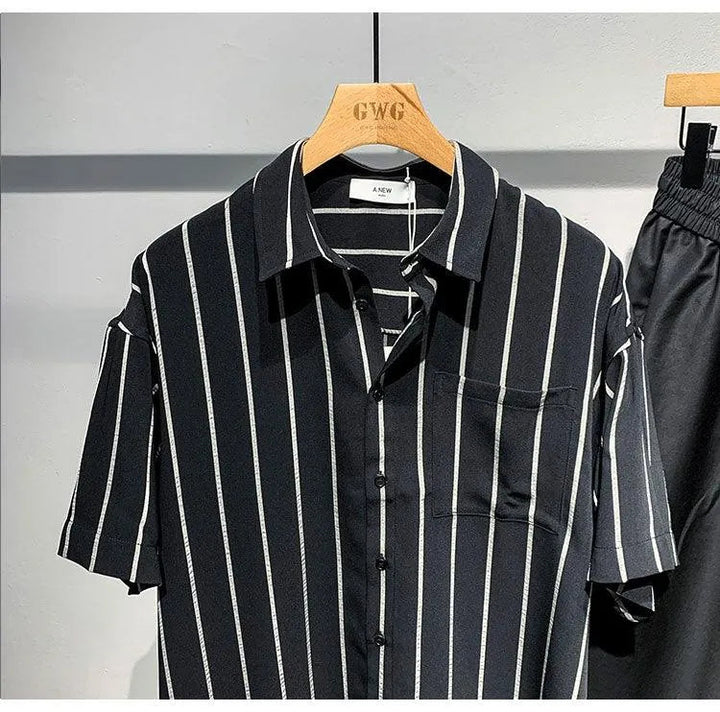 Levoire | Chemise à rayures à manches courtes pour hommes avec une coupe confortable et ample