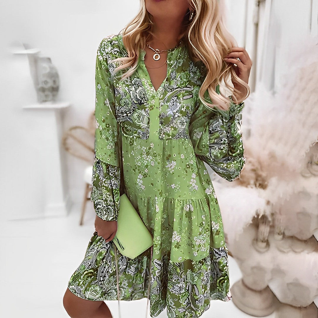 Levoire | Robe À Motif Floral Style Vintage Vert