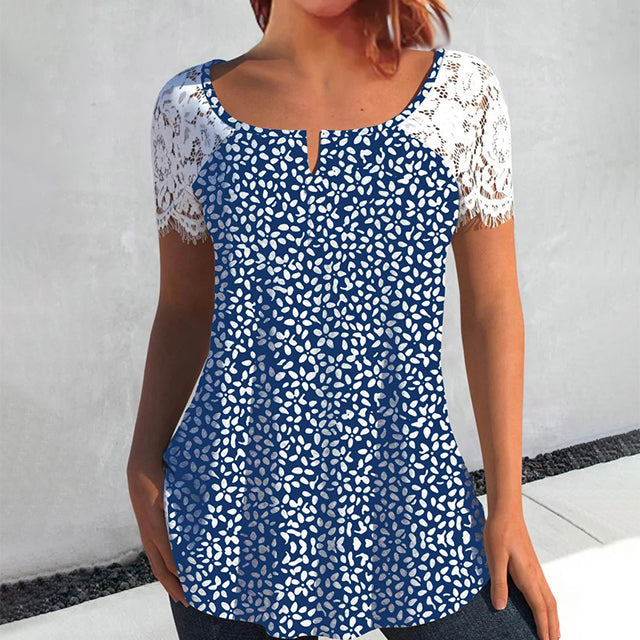 Levoire | Blouse Avec Des Panneaux En Dentelle Bleu