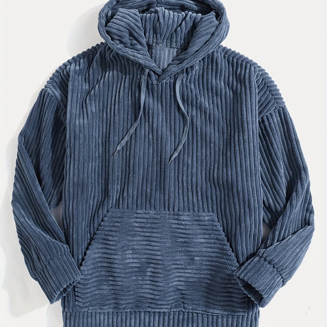 Levoire | Sweat À Capuche En Corduroy Vintage Pour Hommes Avec Col Haut Et Poche Kangourou