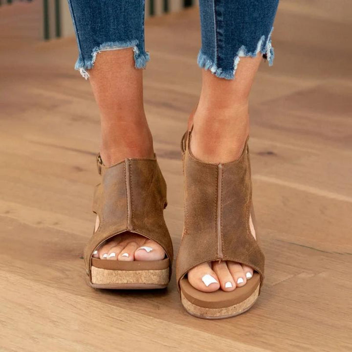 Levoire | Sandales À Talons Compensés Confortables Avec Bride Arrière Ajustable Pour Femmes