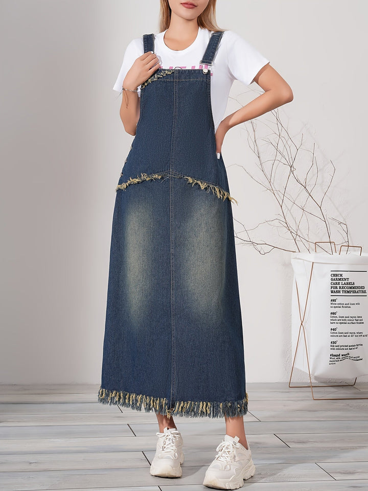 Levoire | Robe Maxi Denim Rentoa Avec Ourlet Brut Et Cordon Réglable