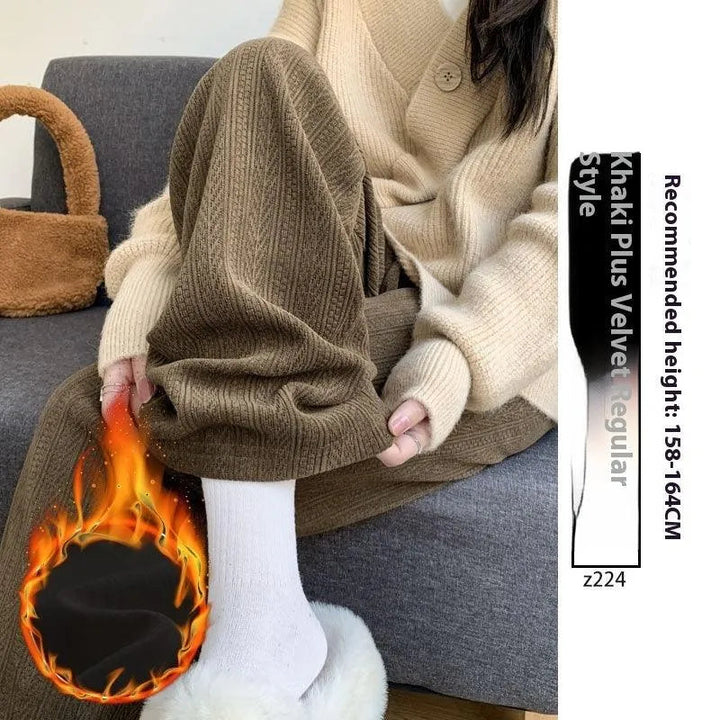 Levoire | Pantalons Ely avec jambe droite Traditionnel kaki épais