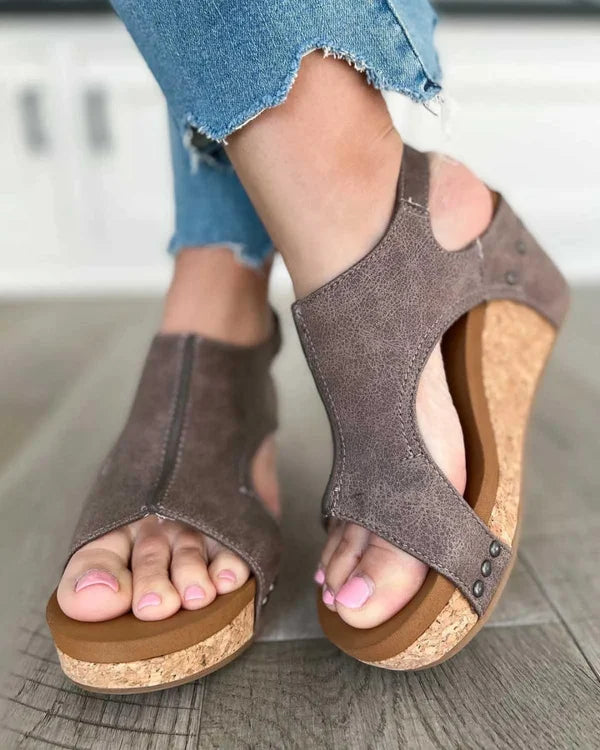 Levoire | Sandales compensées d'été pour femmes Taupe