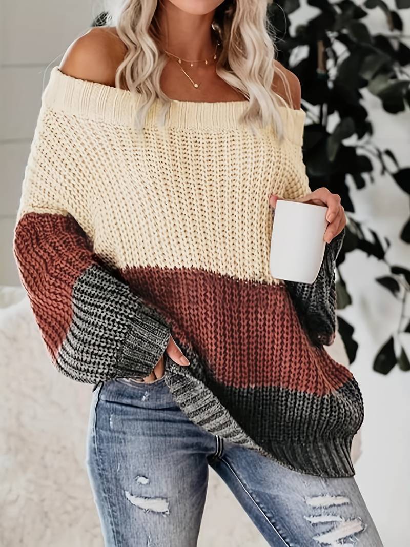 Levoire | Off Shoulder Pullover En Plusieurs Couleurs beige blanc