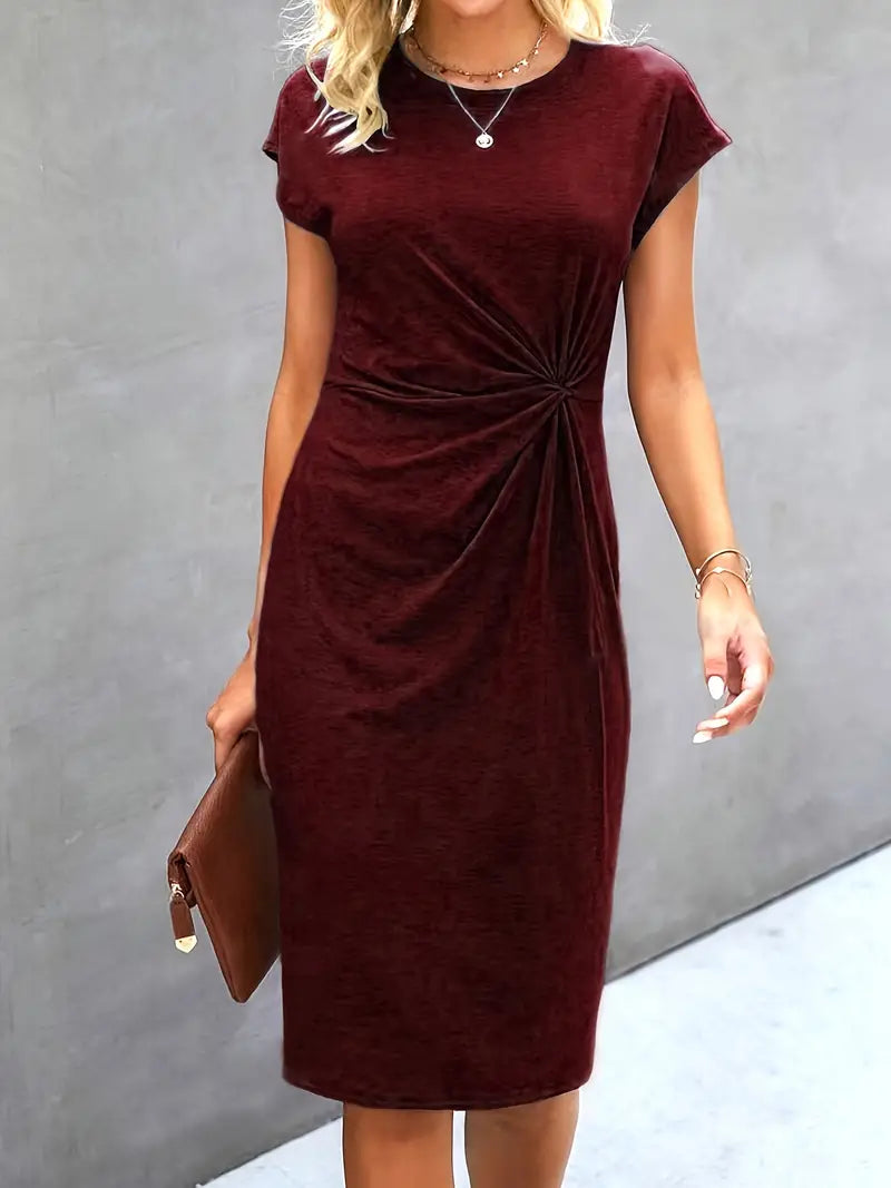 Levoire | Élégante Robe Corporelle Mettant En Valeur Avec Encolure Ronde Rot