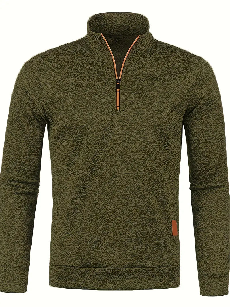 Levoire | Rento Manches Longues Fleece Halb Ykk Zippée Sweatshirt Vert