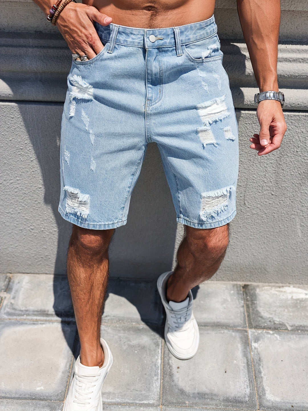 Levoire | Short En Jean Pour Homme Avec Des Trous