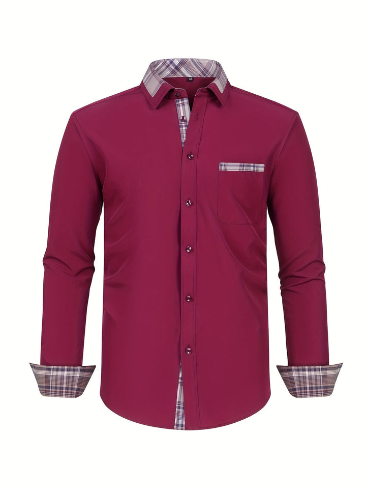 Levoire | Chemise Fine Adaptée Aux Affaires Avec Col À Carreaux Bordeaux rouge
