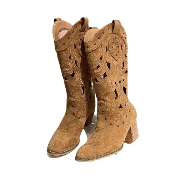 Levoire | Bottes De Cowboy En Cuir Imprimé Avec Design Uni