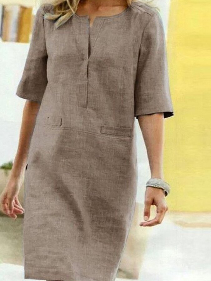 Levoire | Robe Élégante À Manches Courtes Lumière brune