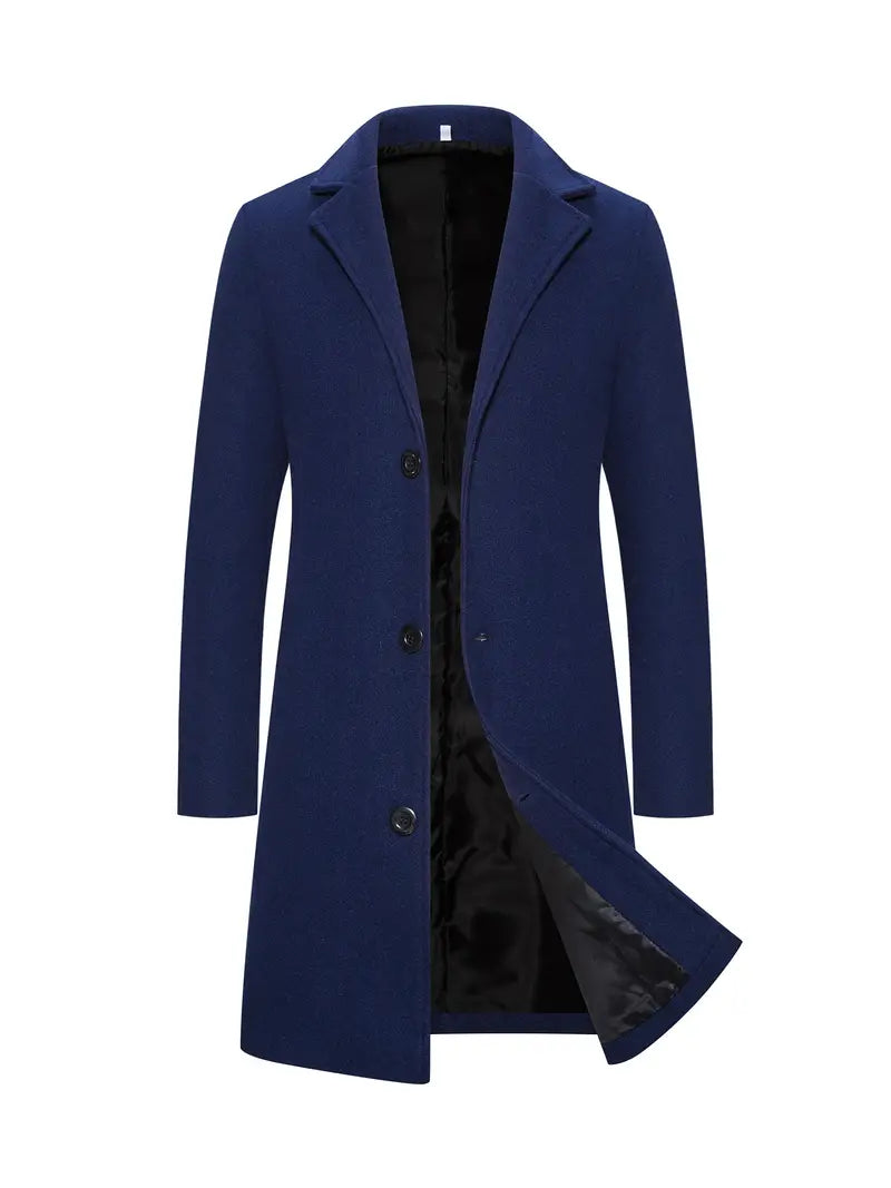 Levoire | Manteau de fouille à manches longues avec col retourné et boutons Bleu foncé