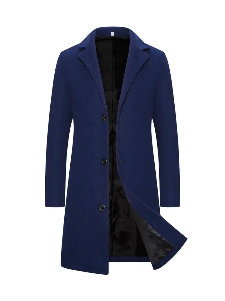 Levoire | Manteau de fouille à manches longues avec col retourné et boutons Bleu foncé