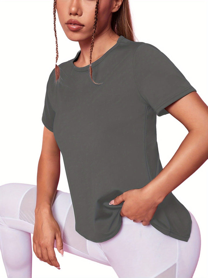 Levoire | T-Shirt De Sport Pour Femmes À Séchage Rapide Avec Manches Courtes Et Contraste En Mesh Respirant