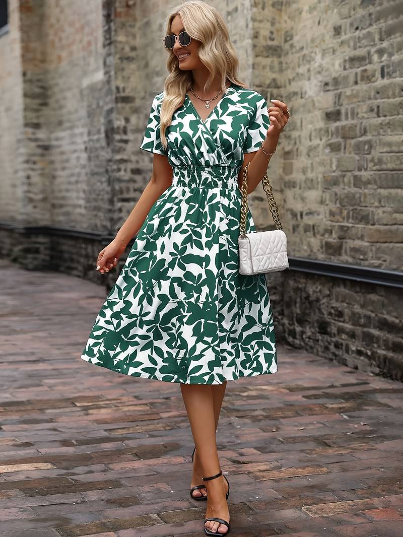 Levoire | Robe Portefeuille À Manches Courtes Avec Motif Floral
