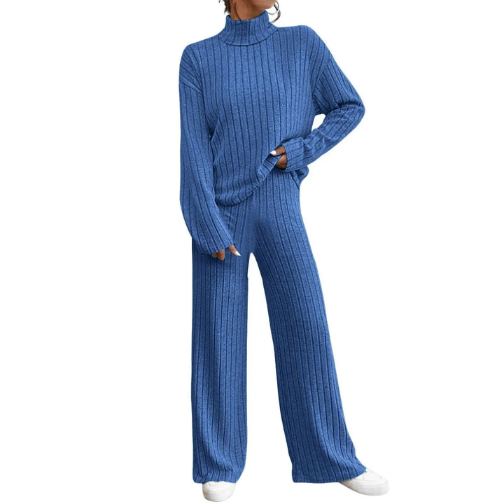Levoire | Ensemble deux pièces composé d'une robe tricotée à manches longues pour femmes et de pantalons larges Roi bleu