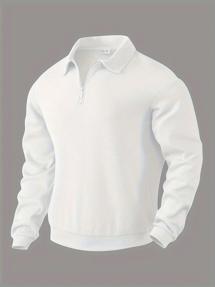 Levoire | Pull Confortable à Col Zippé à Manches Longues Blanc