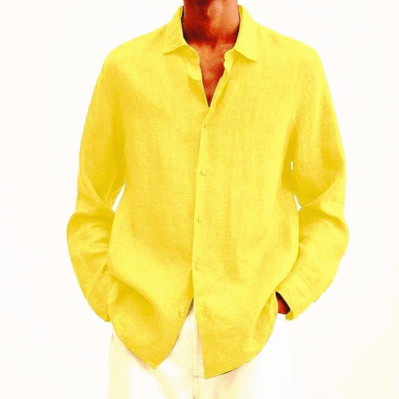 Levoire | Chemise En Lin Coupe Detendue Hommes Jaune