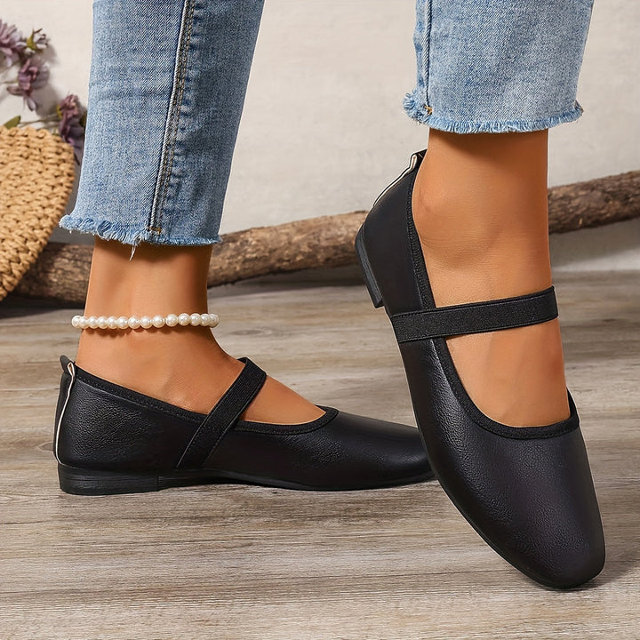 Levoire | Élégantes Ballerines Mary Jane Blanches Noir